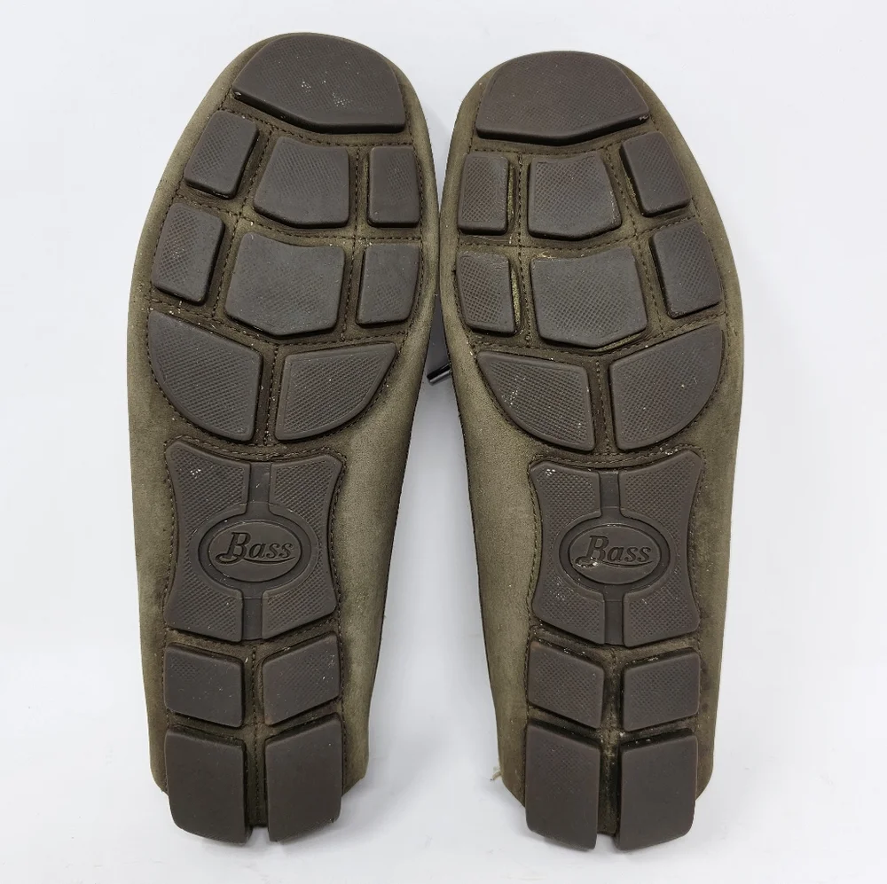 Bass Tuscany Mens Leather Driving Loafers Size 9 Dark Brown Olive‎ Nice Traction